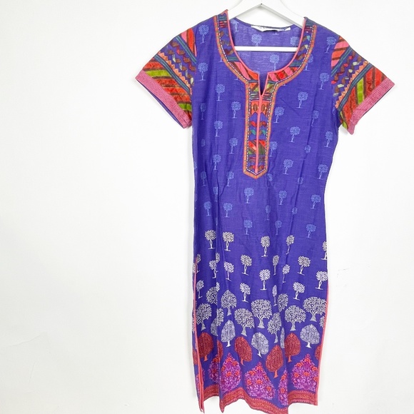 Biba Womens Dress Size Small / 34 Tree Pattern Cotton Vintage New without Tags - Picture 1 of 10